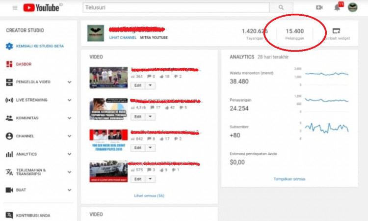 Akun Youtube Channel Monets ON Subcrabe 15000 Lebih Murah